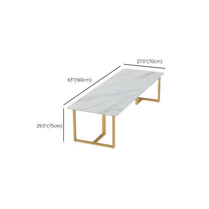 White Stone Rectangular Gold-Sled Conference Table
