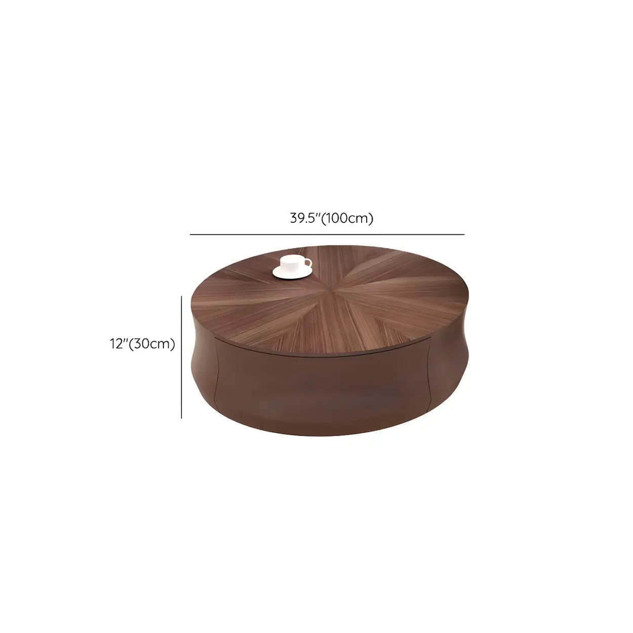 Brown Wood Texture Round Storage Coffee Table