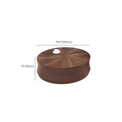 Brown Wood Texture Round Storage Coffee Table