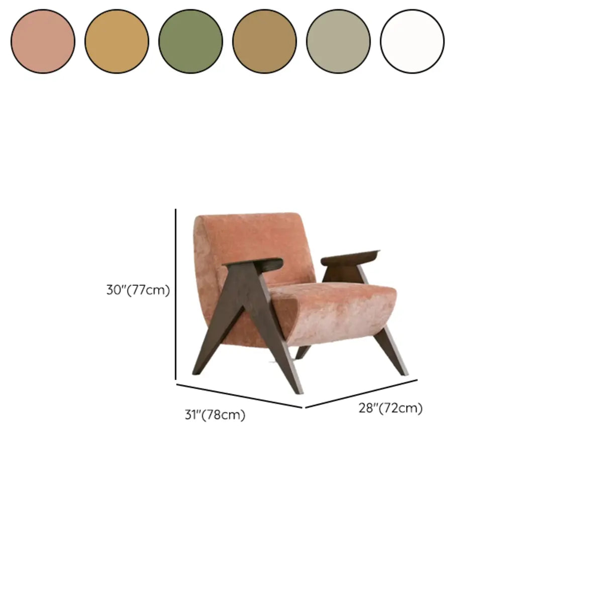 Off-White Chenille Wood Frame Accent Chair