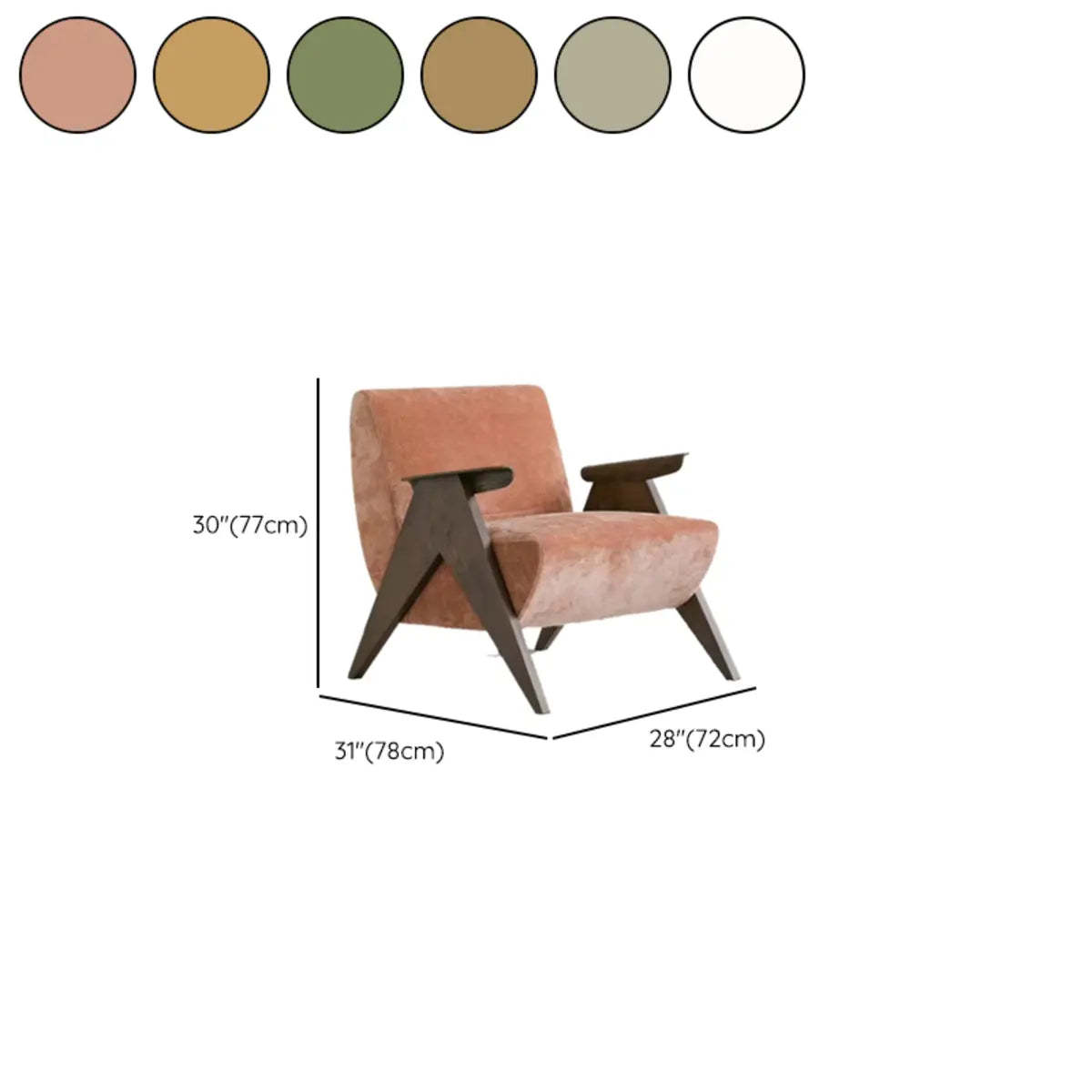 Off-White Chenille Wood Frame Accent Chair