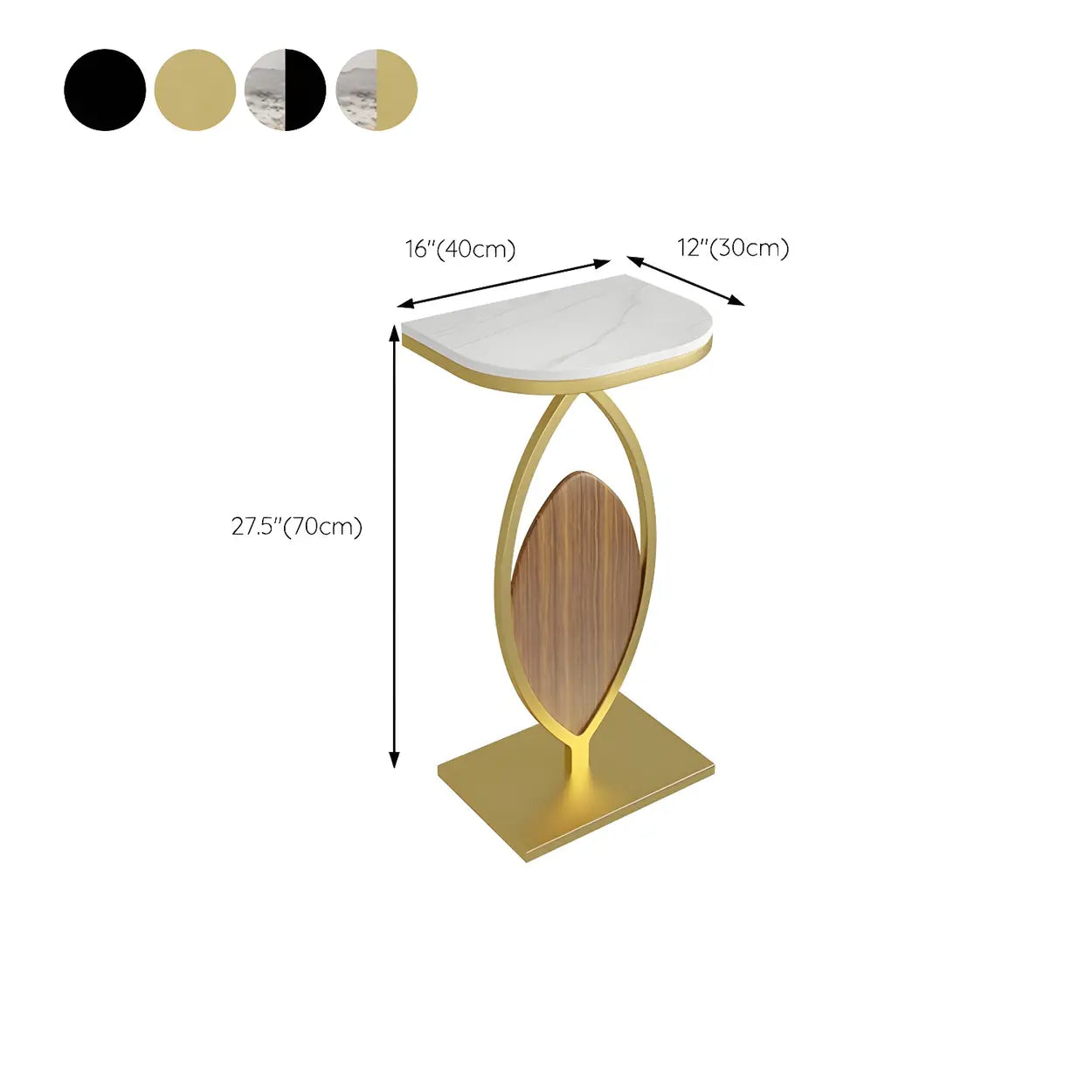 Contemporary Oval Metal Black Stone Plant Stand