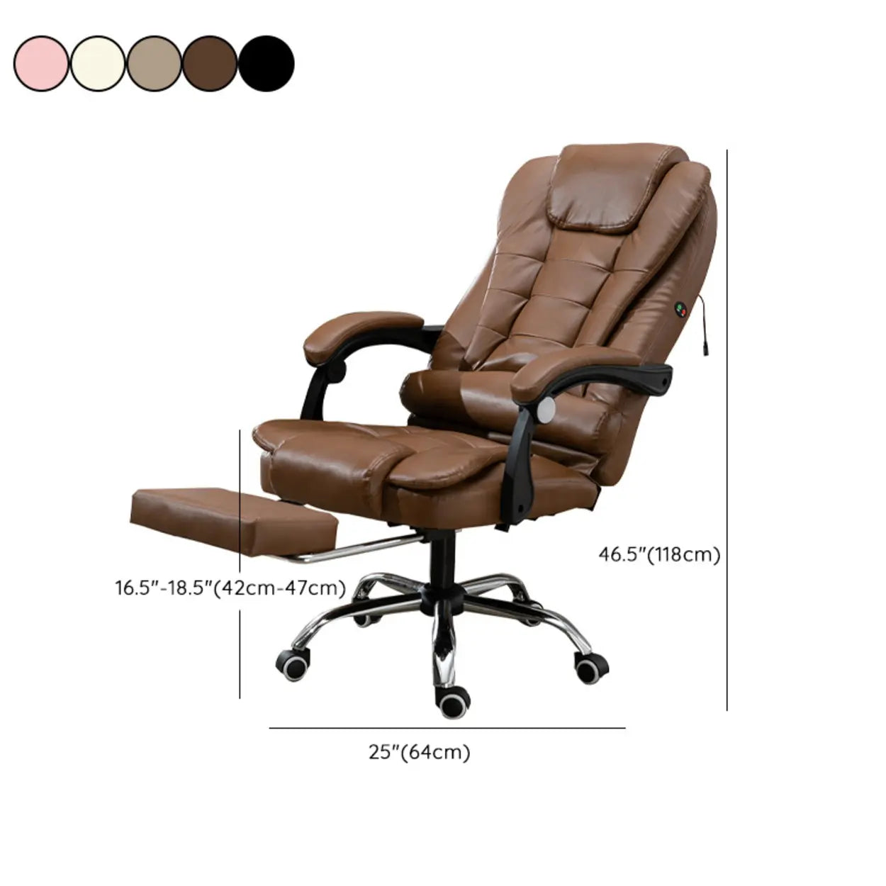 Ergonomic Reclining Leather Office Chair with Wheels