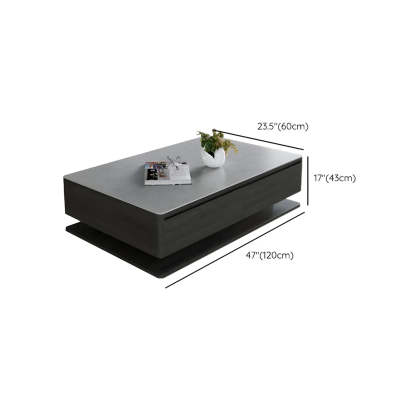 Gray Rectangular Stone Coffee Table with Drawers