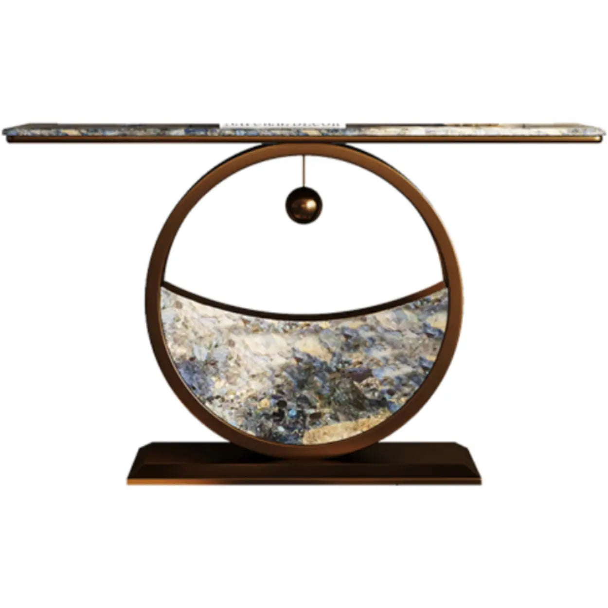 Decorative Abstract Oval Marble Bronze Console Table — Microlite