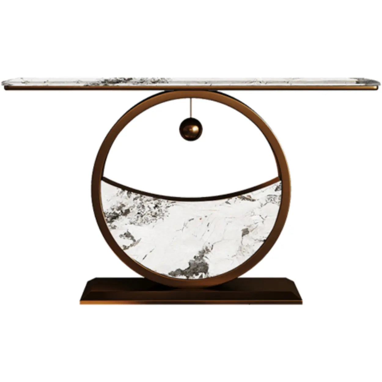 Decorative Abstract Oval Marble Bronze Console Table — Rock Beam