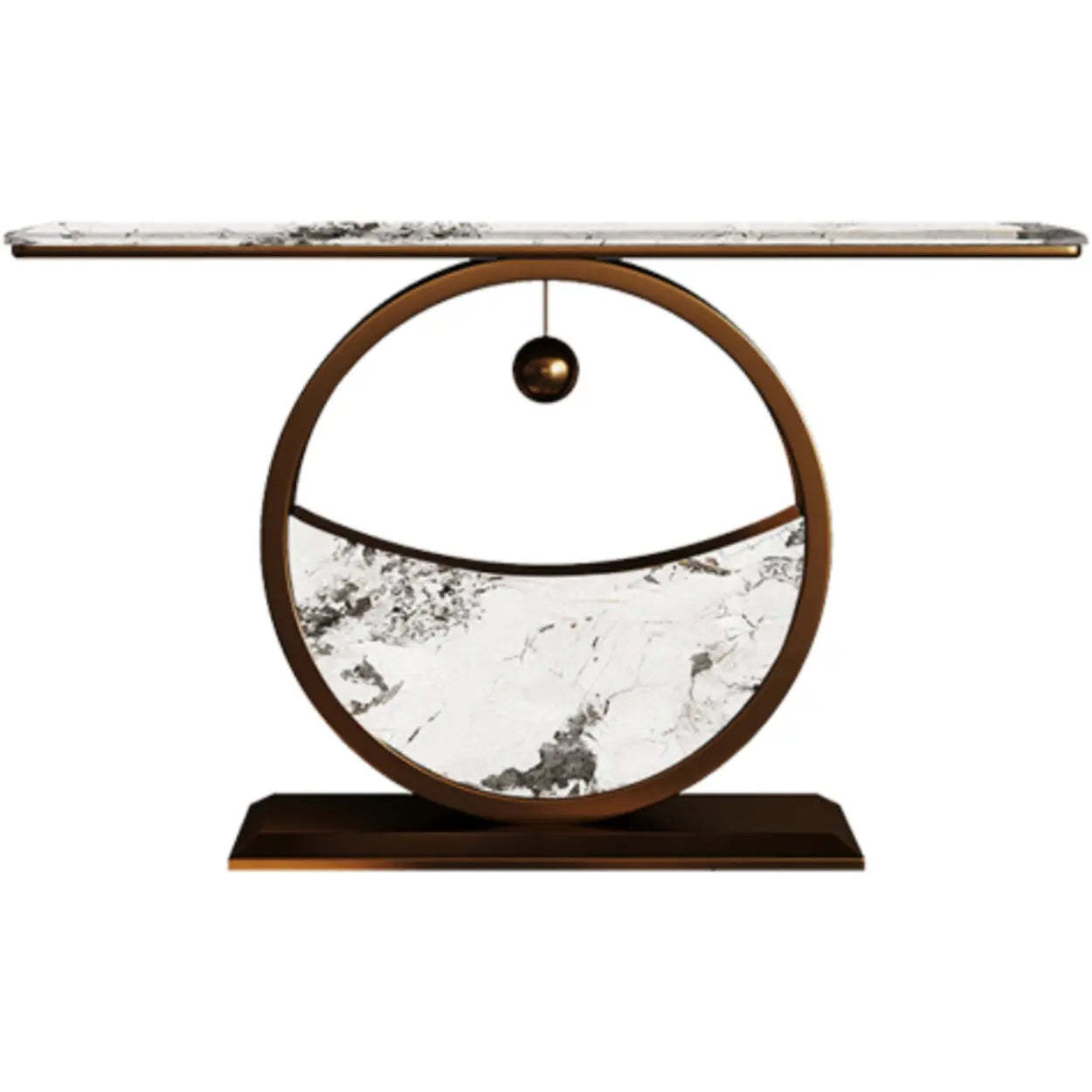 Decorative Abstract Oval Marble Bronze Console Table — Rock Beam