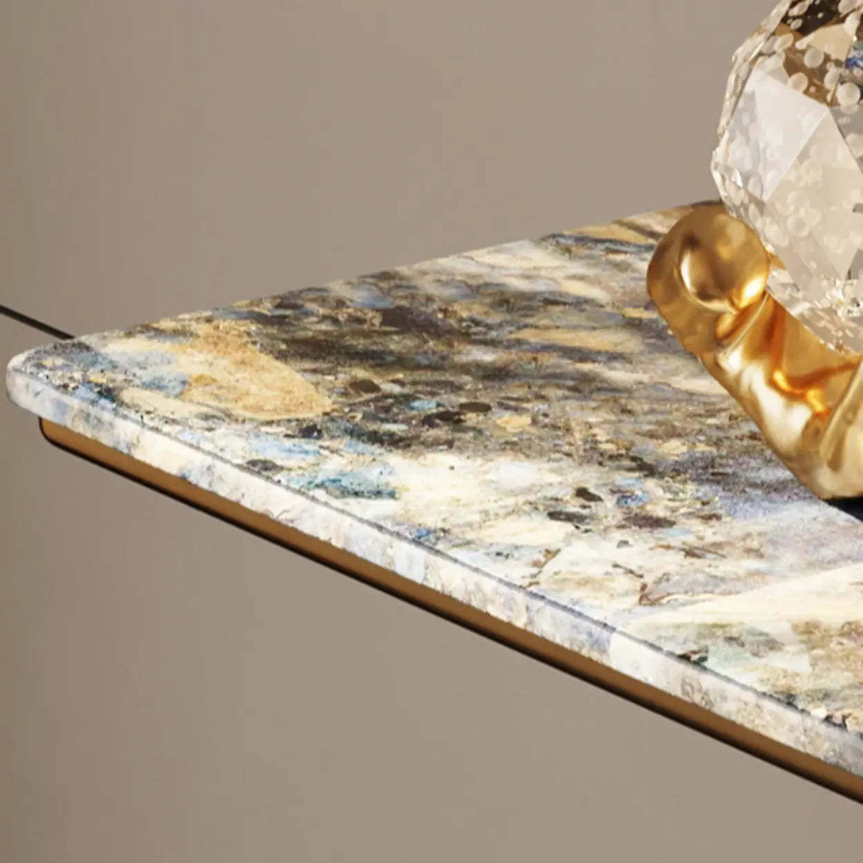 Decorative Abstract Oval Marble Bronze Console Table — Rock Beam