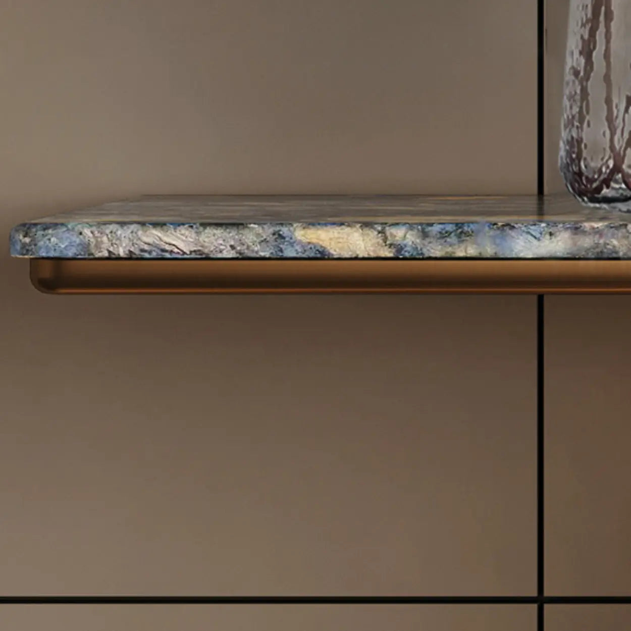 Decorative Abstract Oval Marble Bronze Console Table — Microlite