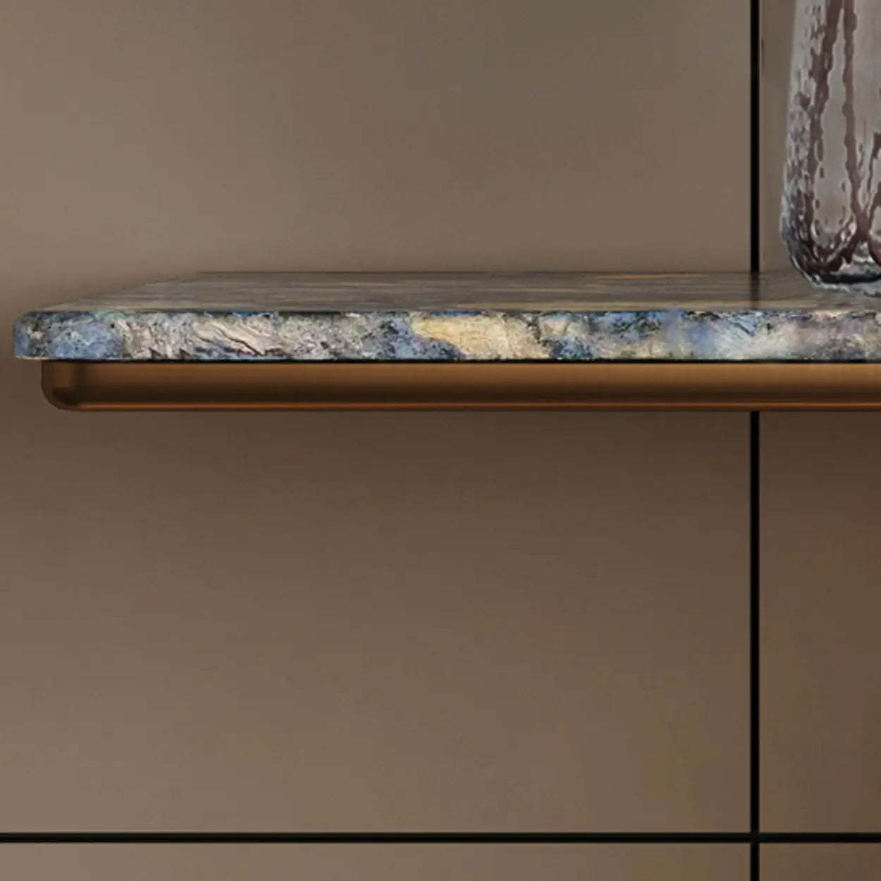 Decorative Abstract Oval Marble Bronze Console Table — Microlite
