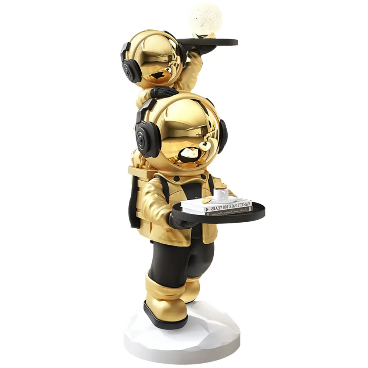 Decorative Astronaut Resin Gold 2-Shelf Side Table