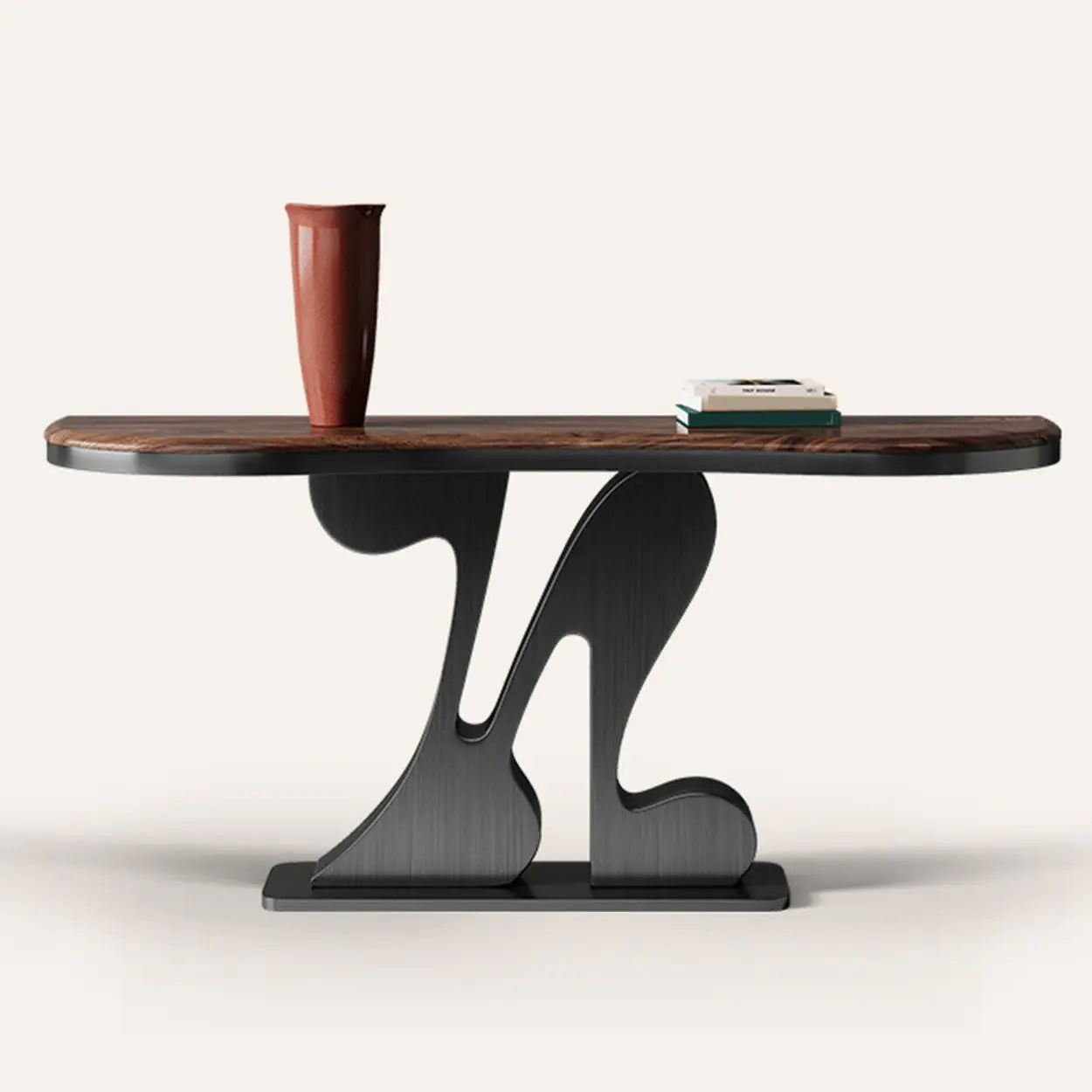 Decorative Black Irregular Abstract Walnut Console Table — Ash