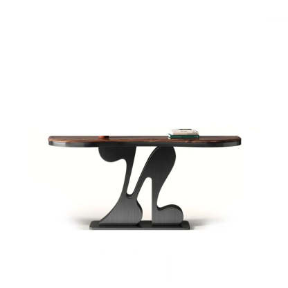 Decorative Black Irregular Abstract Walnut Console Table — Ash