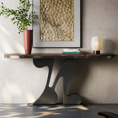 Decorative Black Irregular Abstract Walnut Console Table — Black Walnut