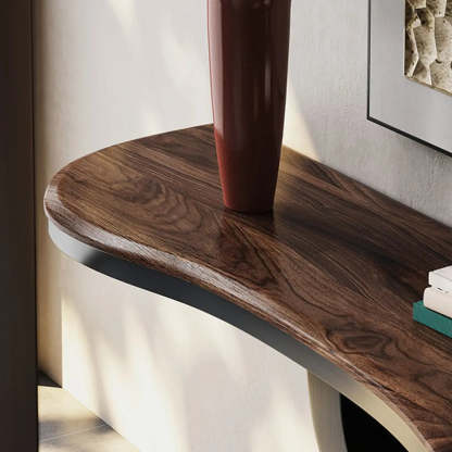 Decorative Black Irregular Abstract Walnut Console Table