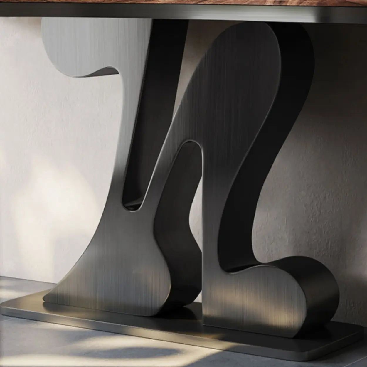 Decorative Black Irregular Abstract Walnut Console Table