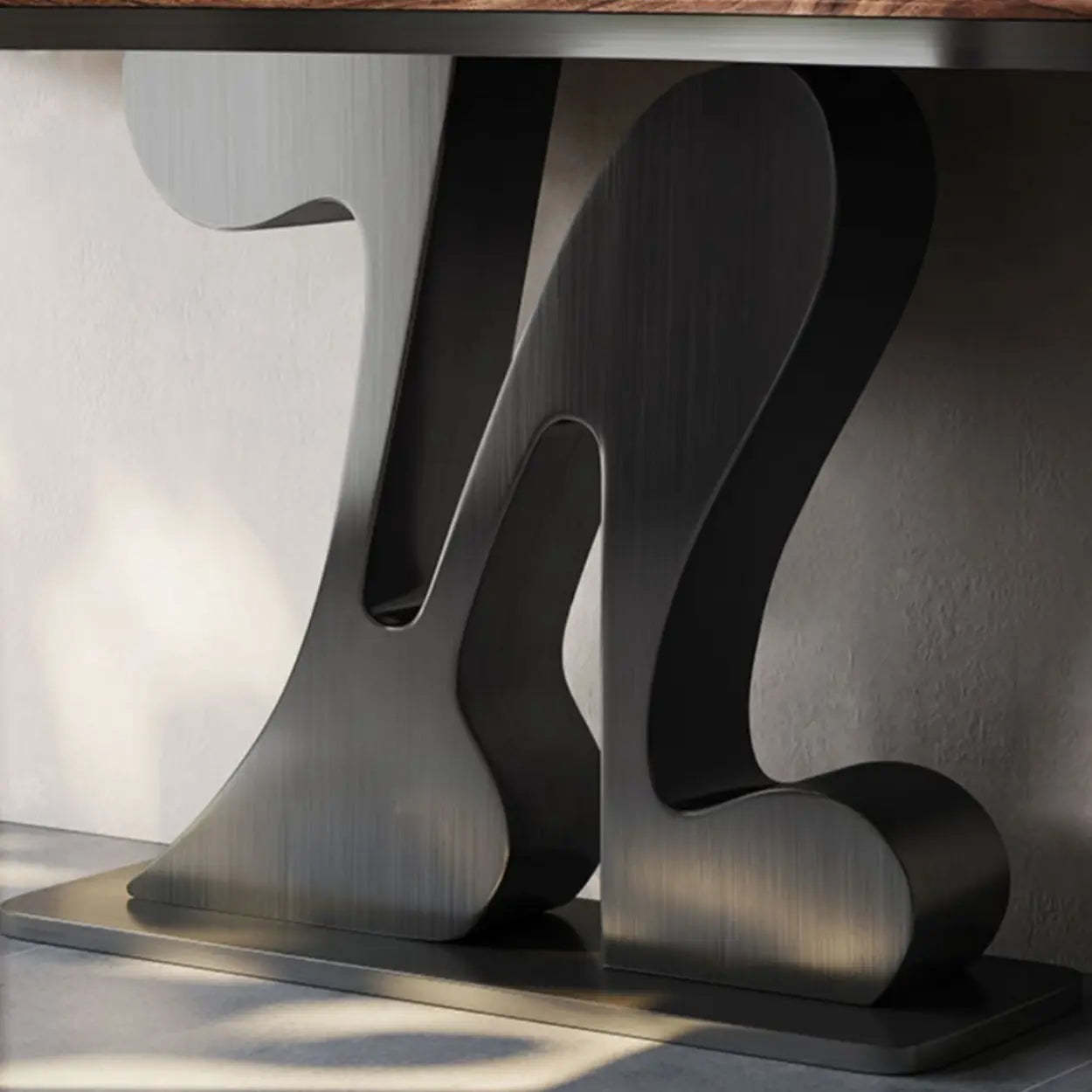 Decorative Black Irregular Abstract Walnut Console Table