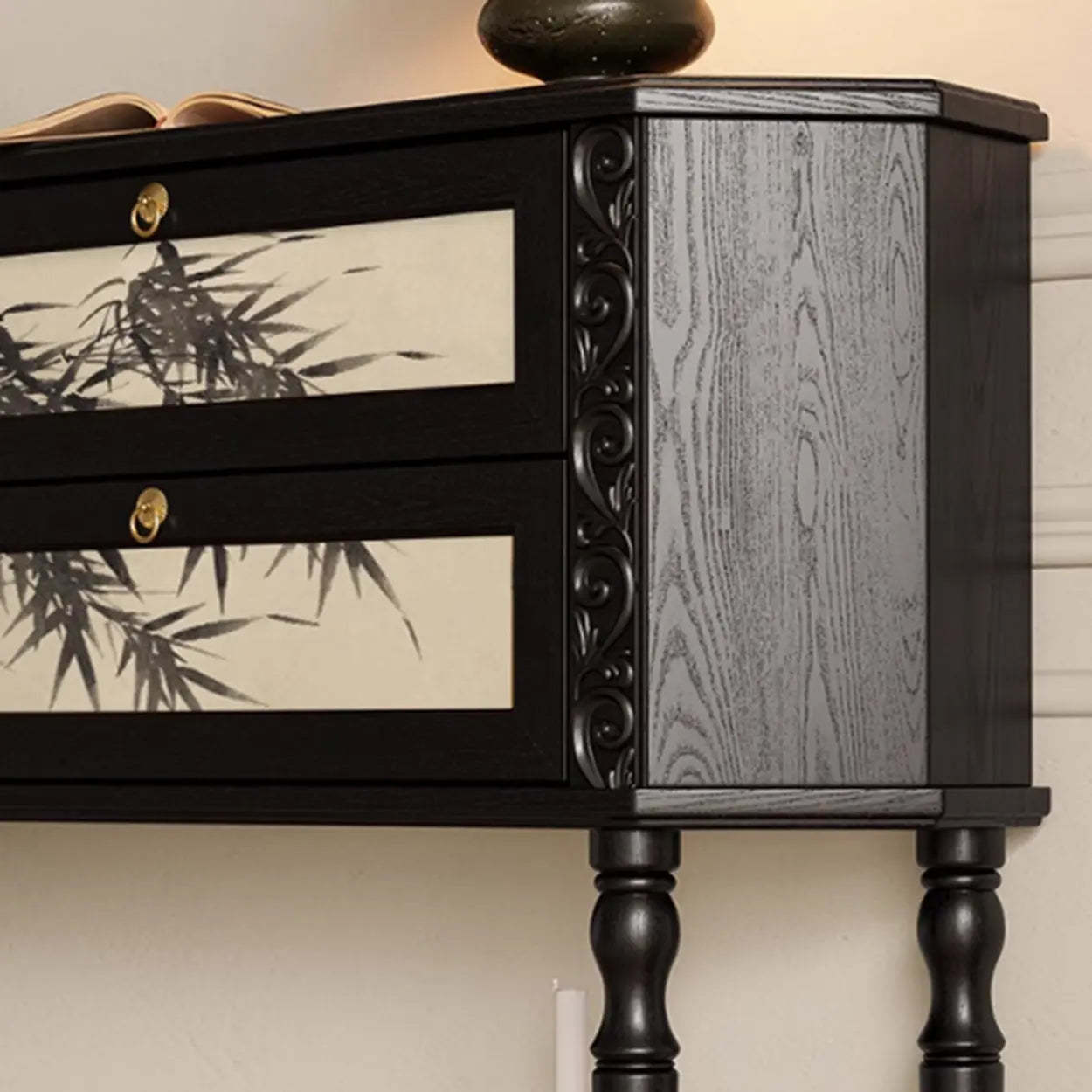 Black Wood Ornate Console Table