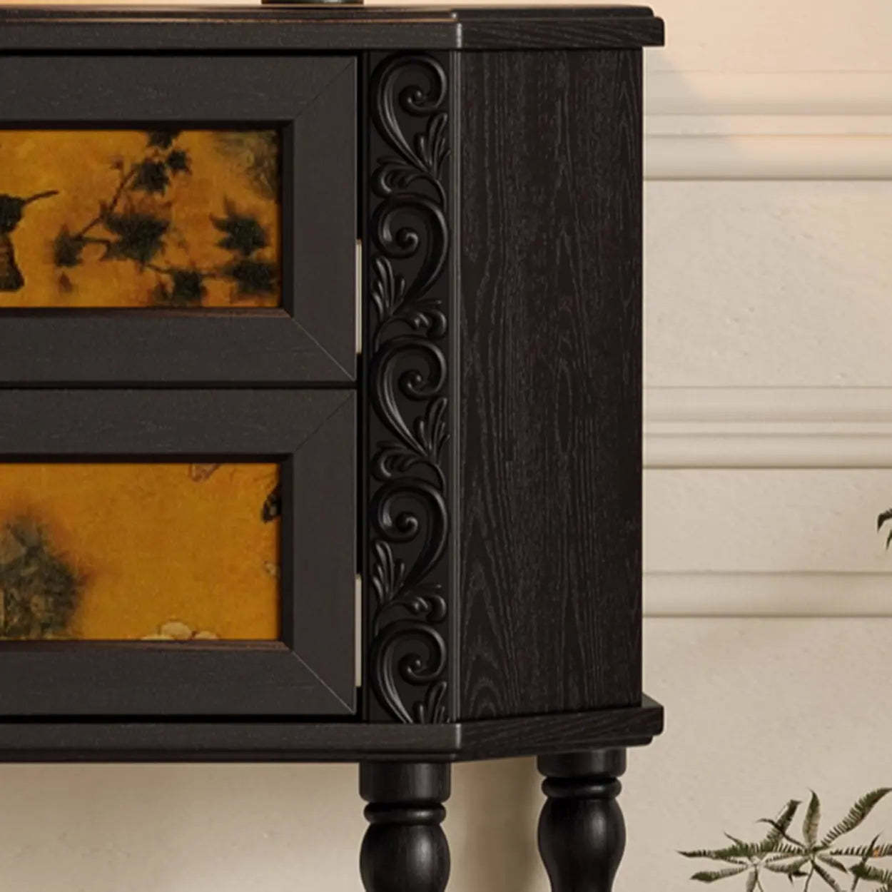 Black Wood Ornate Console Table
