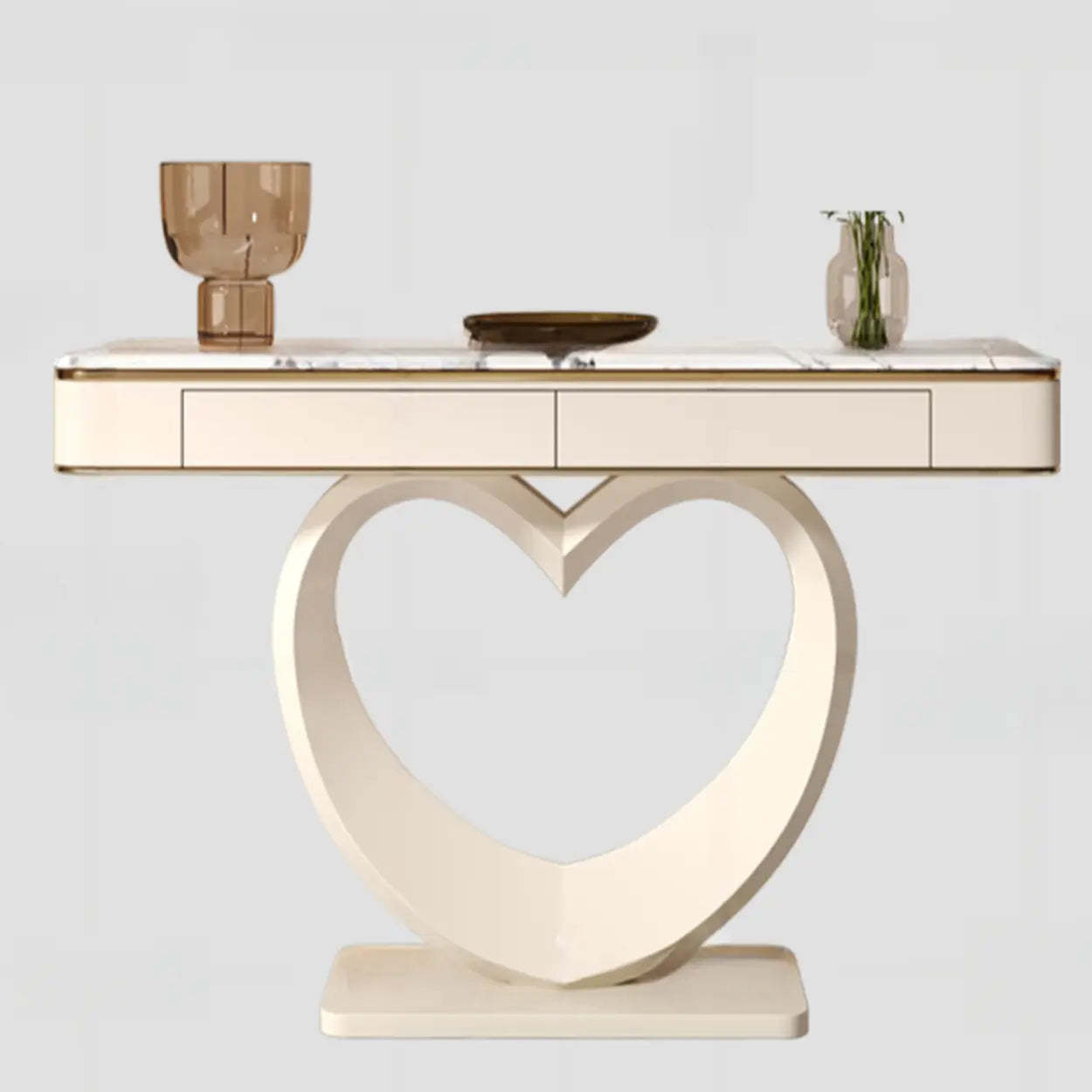 Decorative Curved Marble-Top Cream Console Table — Microlite