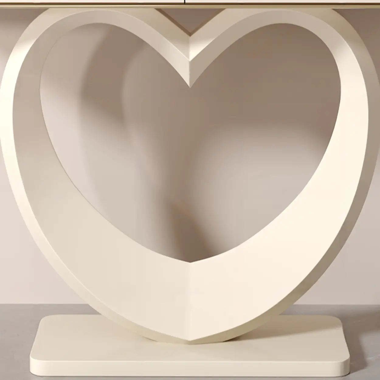 Decorative Curved Marble-Top Cream Console Table
