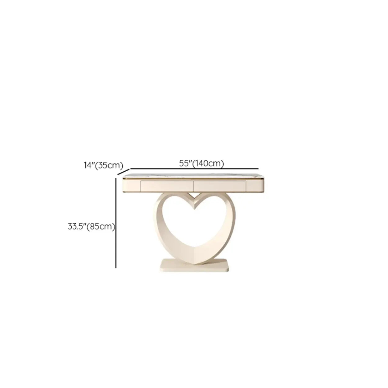 Decorative Curved Marble-Top Cream Console Table
