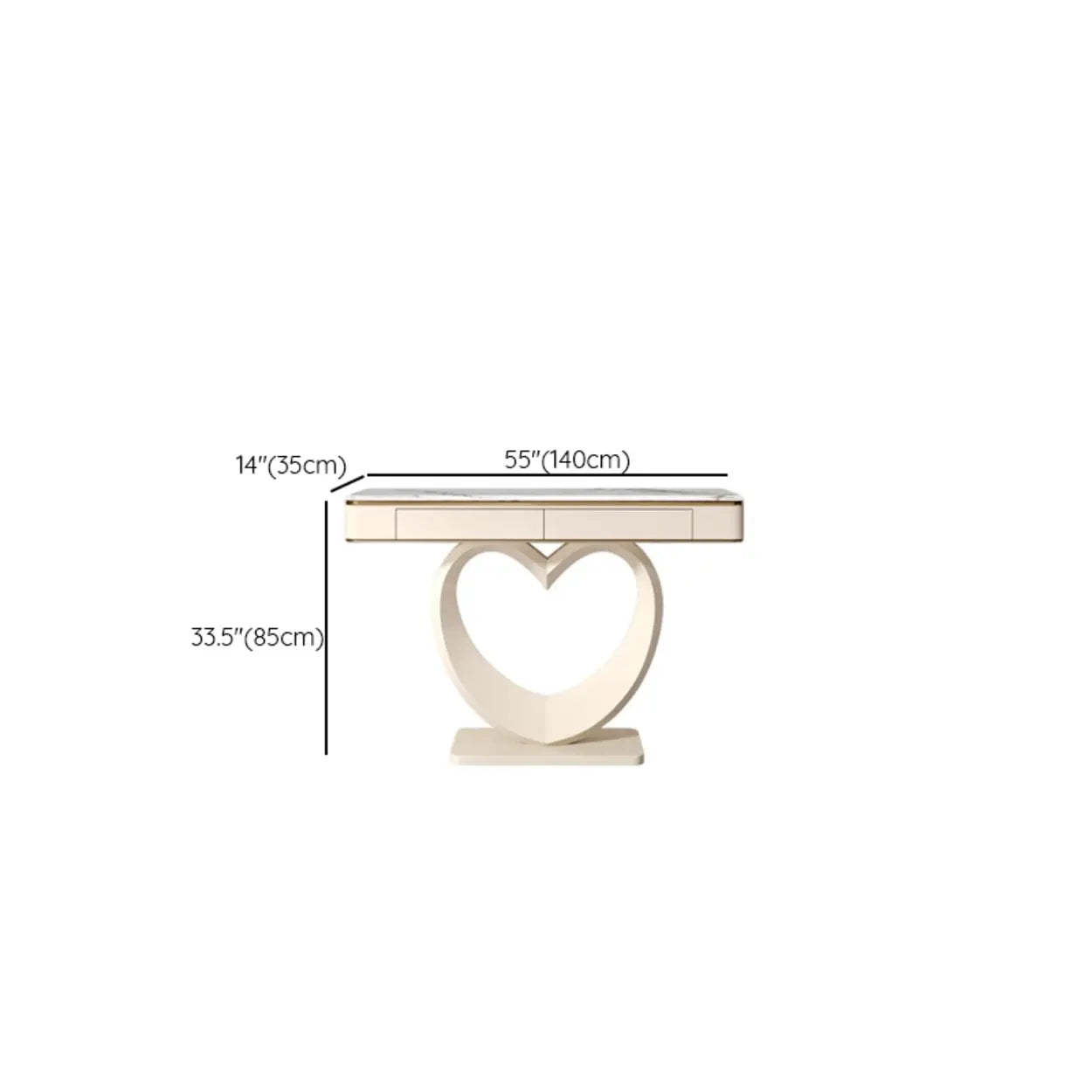 Decorative Curved Marble-Top Cream Console Table