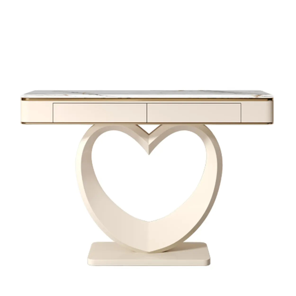 Decorative Curved Marble-Top Cream Console Table — Microlite