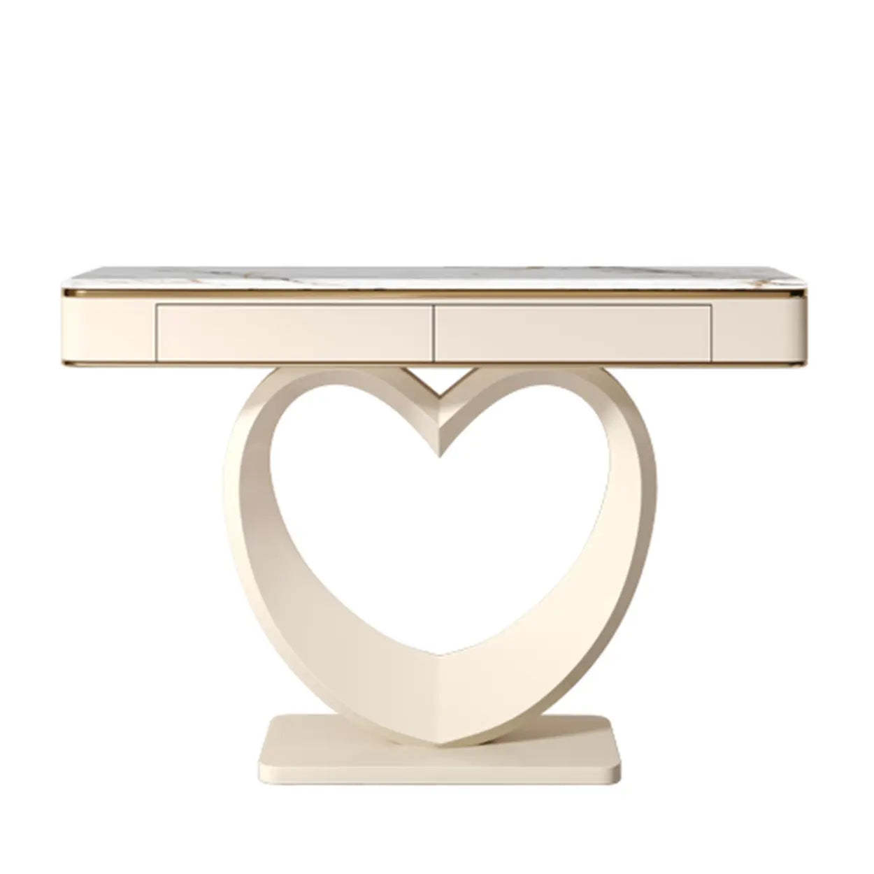 Modern decorative curved cream end & side tables — 39" L x 14" W x 33" H / Faux Marble