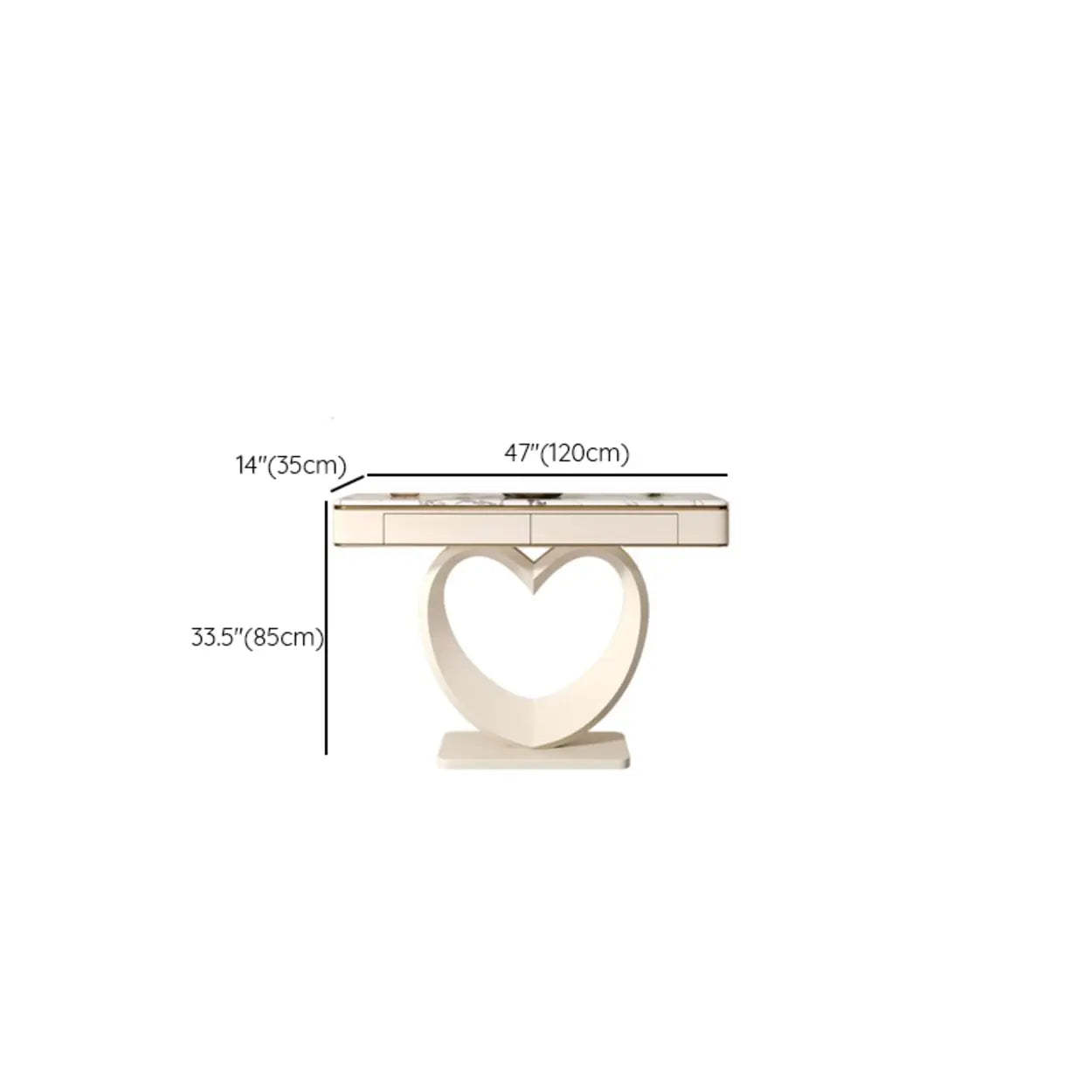 Decorative Curved Marble-Top Cream Console Table