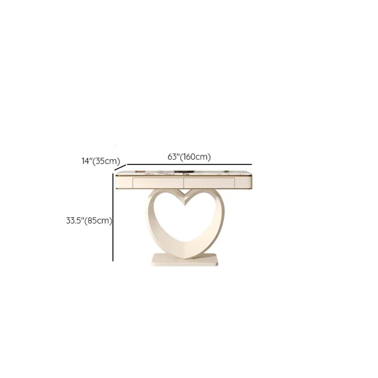Decorative Curved Marble-Top Cream Console Table