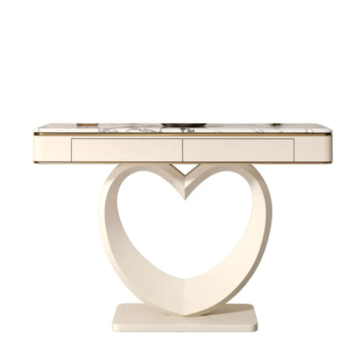 Decorative Curved Marble-Top Cream Console Table — Rock Beam