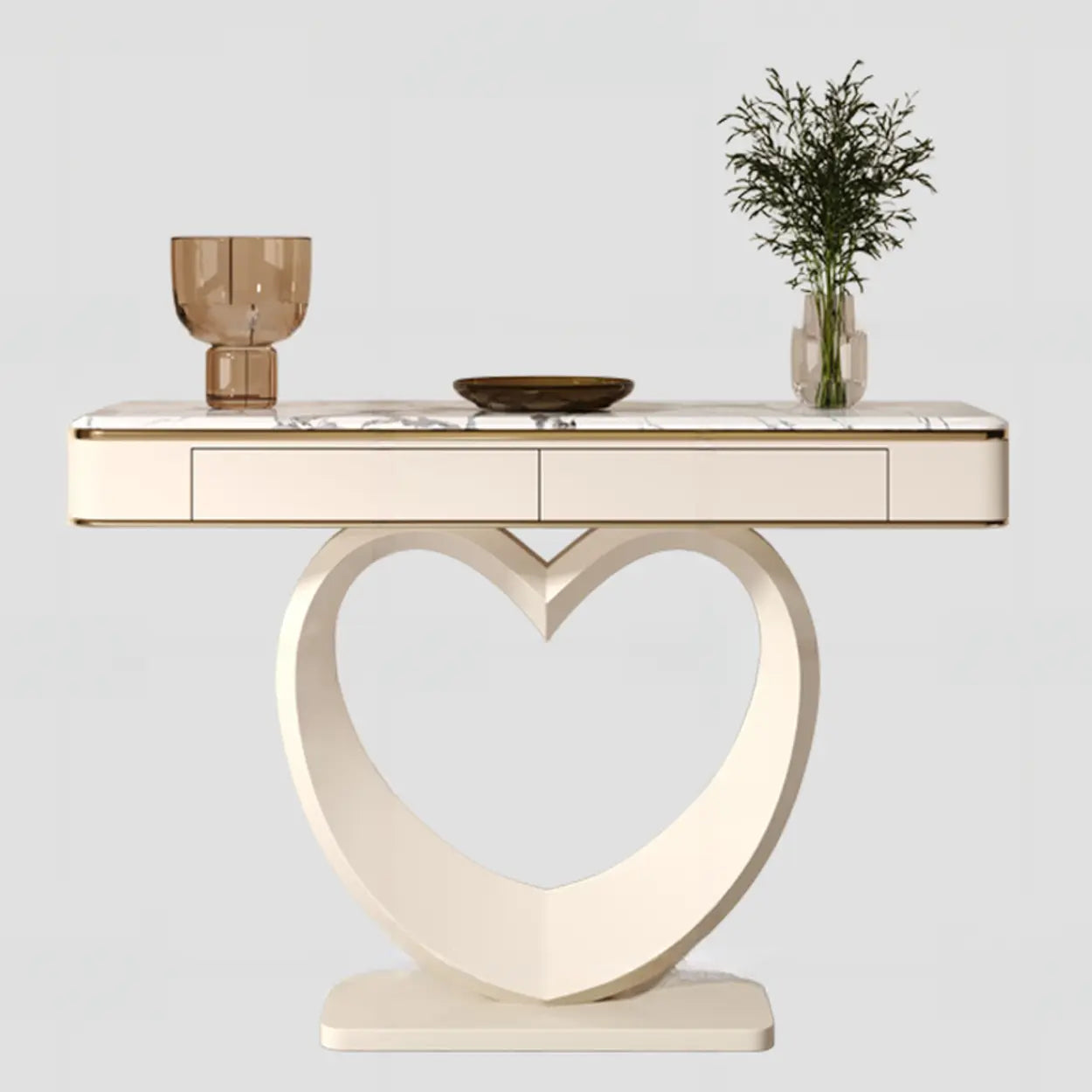 Decorative Curved Marble-Top Cream Console Table — Rock Beam