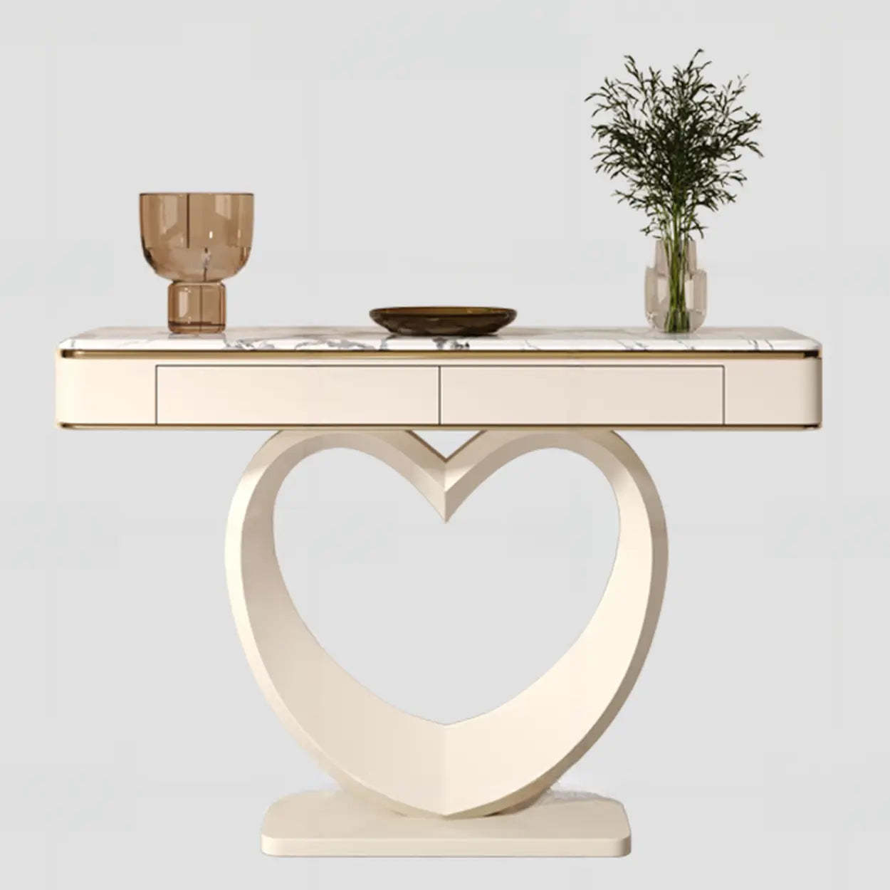 Decorative Curved Marble-Top Cream Console Table — Rock Beam