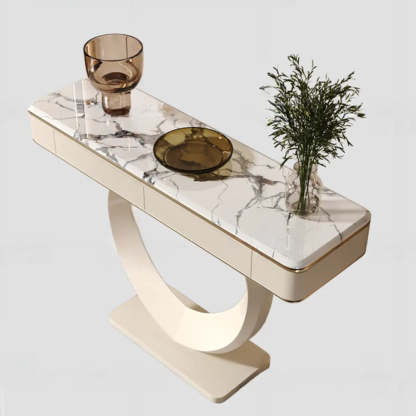 Decorative Curved Marble-Top Cream Console Table — Rock Beam