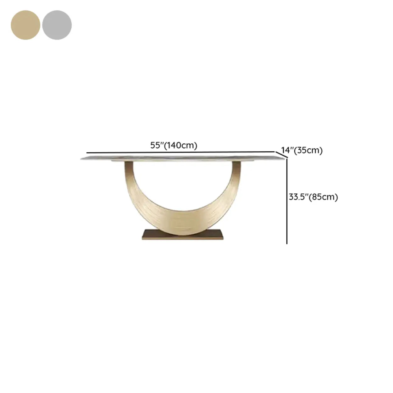 Curved Marble-Top Gold Console Table