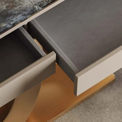 Curved Stone Console Table with Storage — Blue