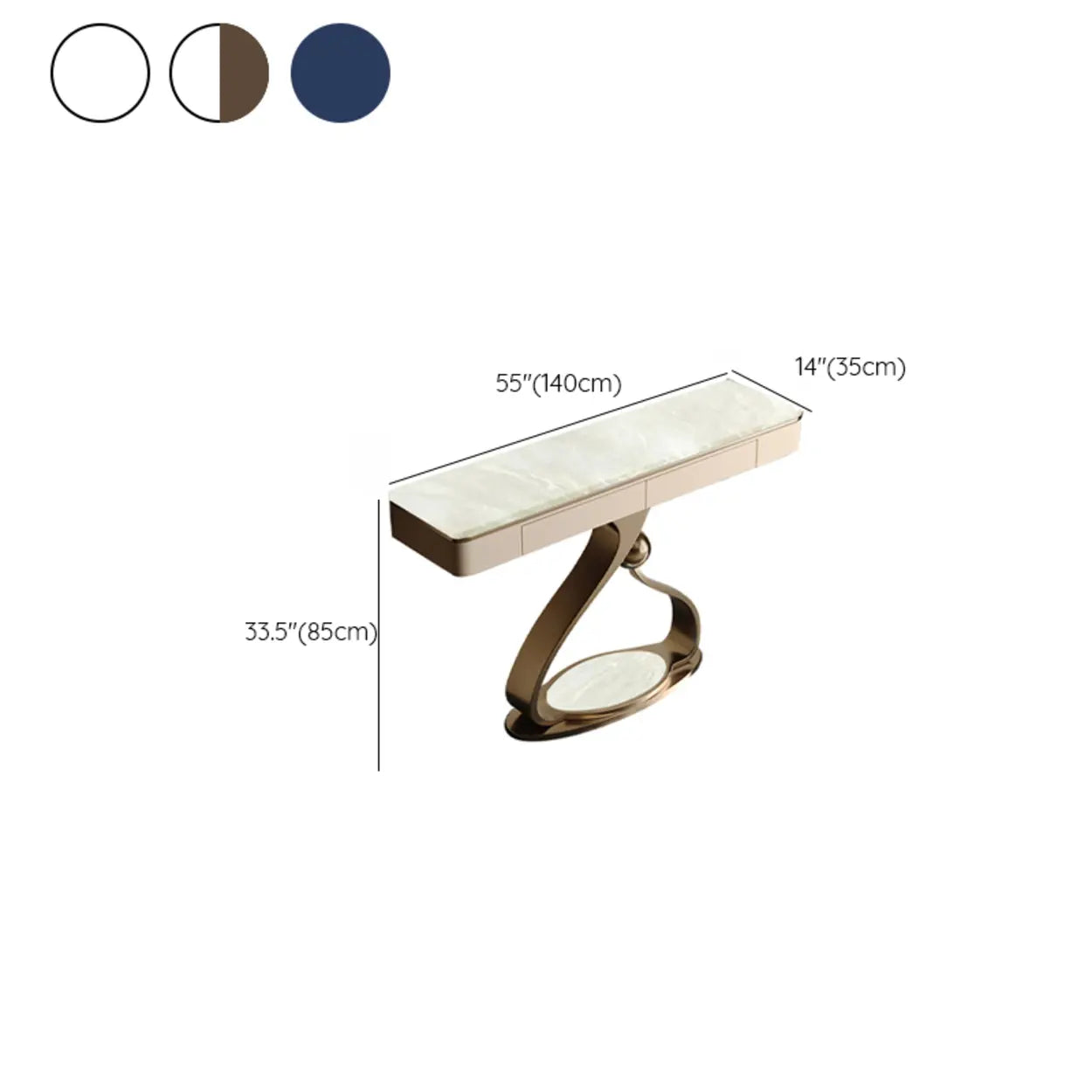 Curved Stone Console Table with Storage
