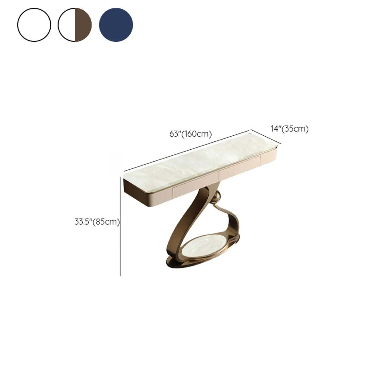 Curved Stone Console Table with Storage