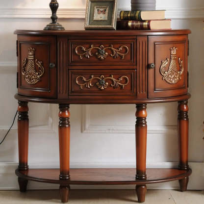 Half-Circle Wood Storage Console Table — Blue