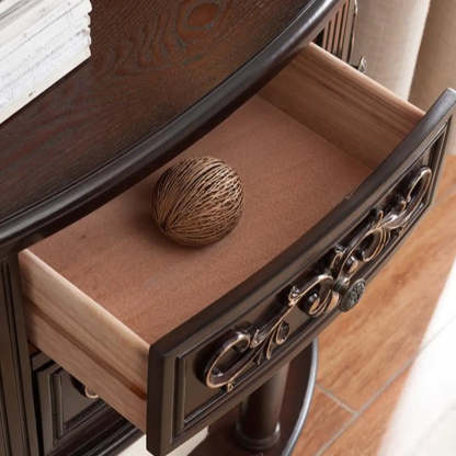 Half-Circle Wood Storage Console Table — Blue-White