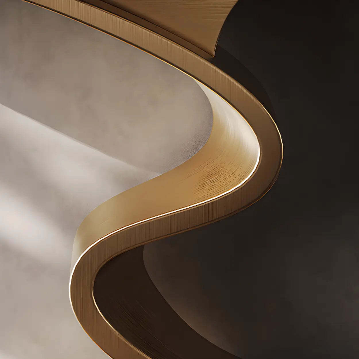 Decorative Oval Gold Stone Curved-Base Console Table