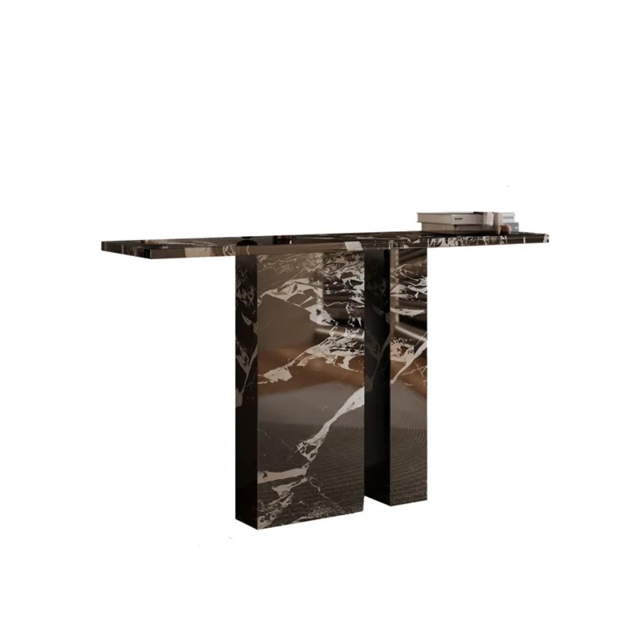 Twin Pedestal Marble Console Table — White