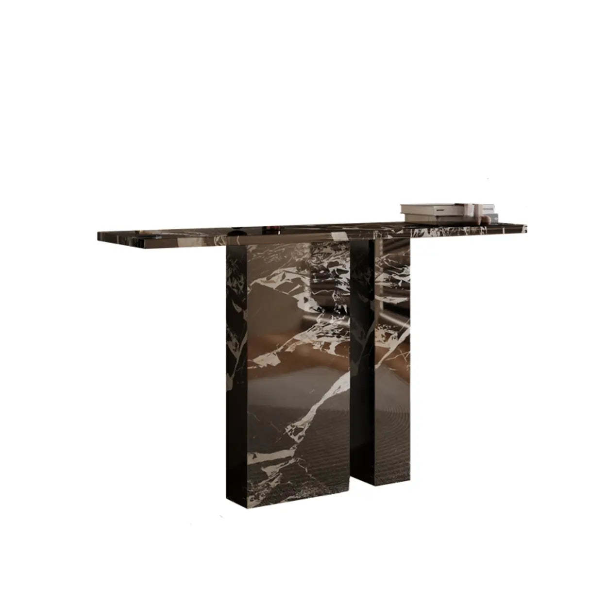 Twin Pedestal Marble Console Table — White