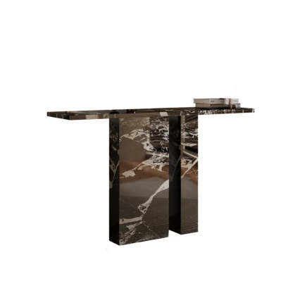 Twin Pedestal Marble Console Table — White
