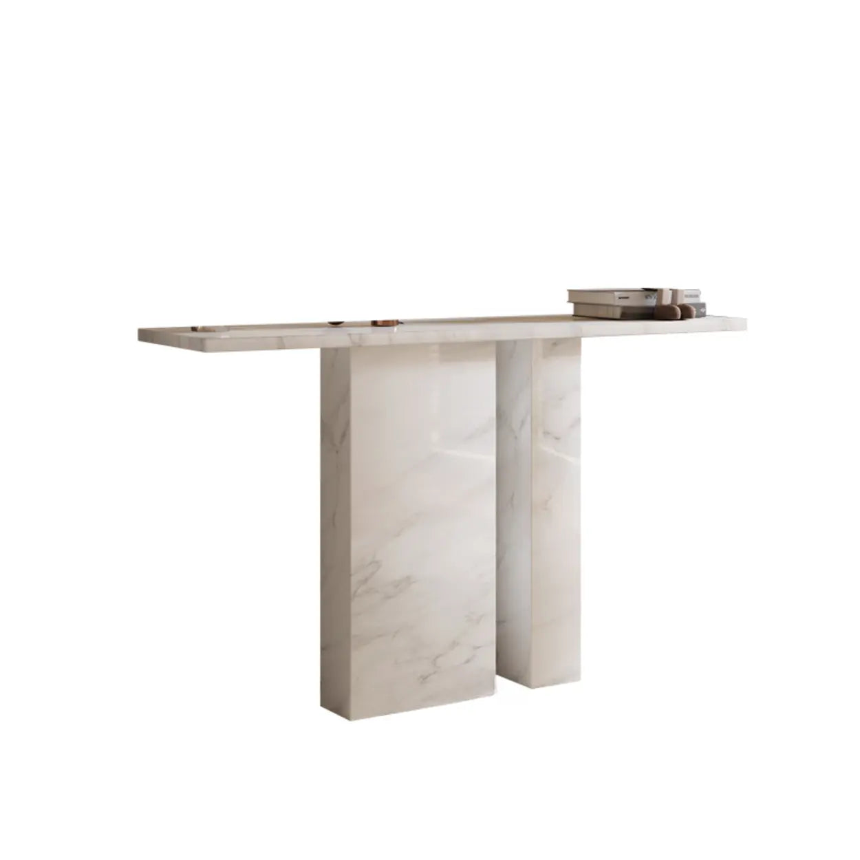 Twin Pedestal Marble Console Table