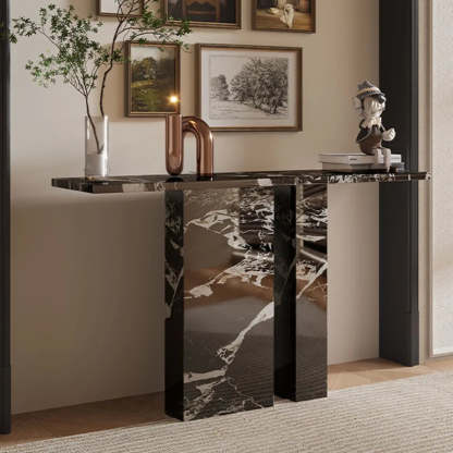 Twin Pedestal Marble Console Table