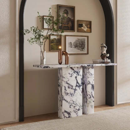Twin Pedestal Marble Console Table