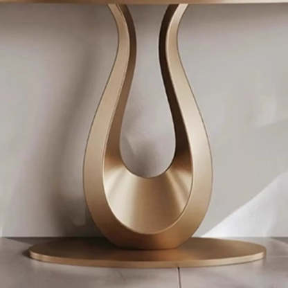 Decorative U-Shaped Gold Base Marble Console Table