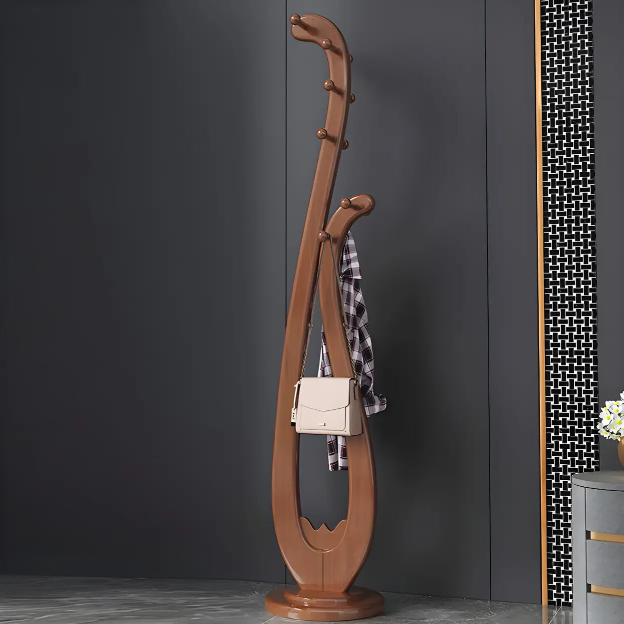 Decorative Cherry Wood Freestanding Coat Rack